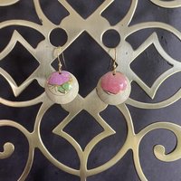 Nested Pansies Ecru B Tin Earrings