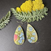 Large Teardrop Bluebell Tin Earrings