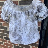 J Crew M Ecoprinted Gathered Neck Short Sleeve Blouse
