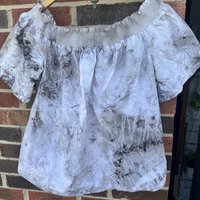 J Crew M Ecoprinted Gathered Neck Short Sleeve Blouse