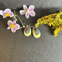 Yellow Tear Paisley Candle Tin Earrings