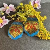 Lattice Lace Large Tear Shiny Tin Earrings