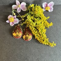 Red and Gold Shiny Tin Earrings