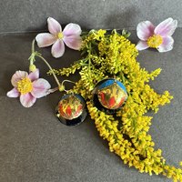 Tiara Black Nested Shiny Tin Earrings