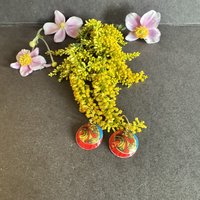 Red Nested Shiny Tin Earrings