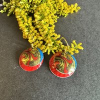 Red Nested Shiny Tin Earrings