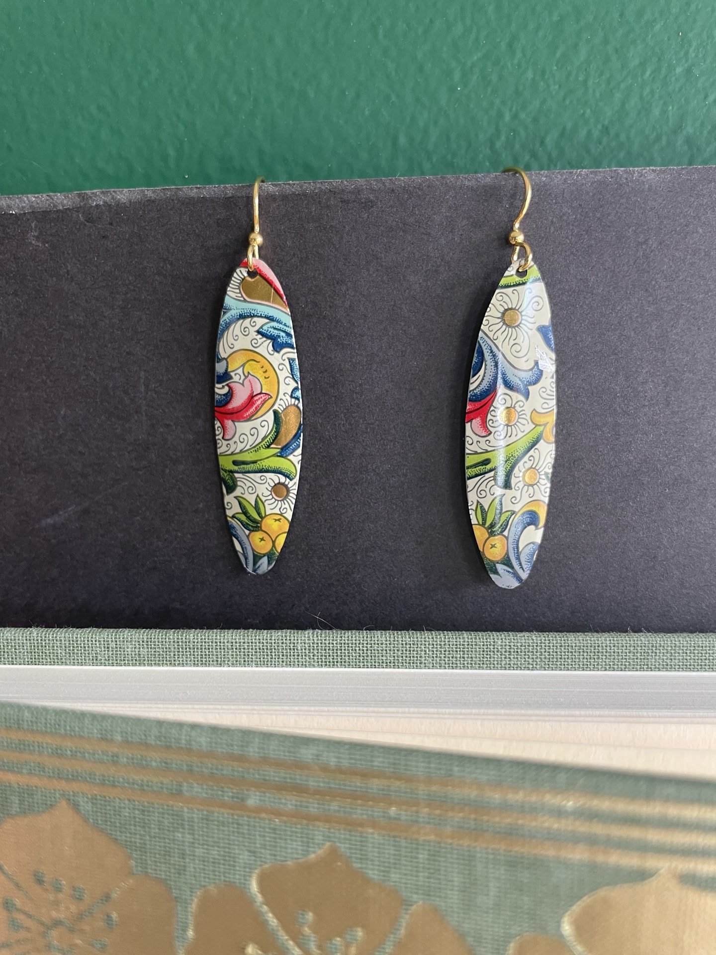 Long Oval Florentine Tin Earrings