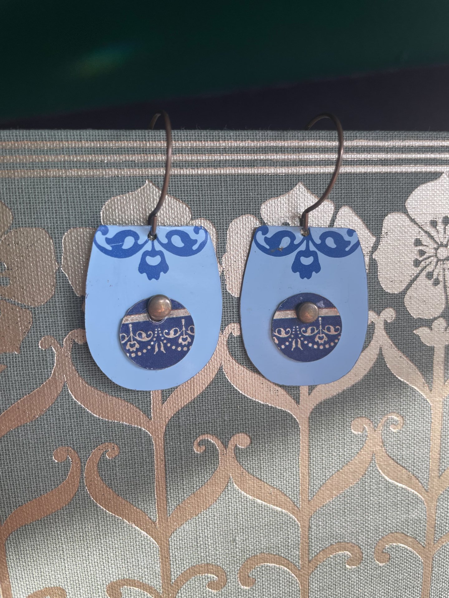 Blue Rivet Vase Tin Earrings