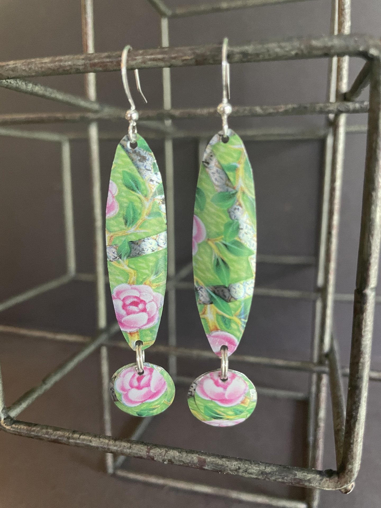 Long Easter Egg Tin Earrings