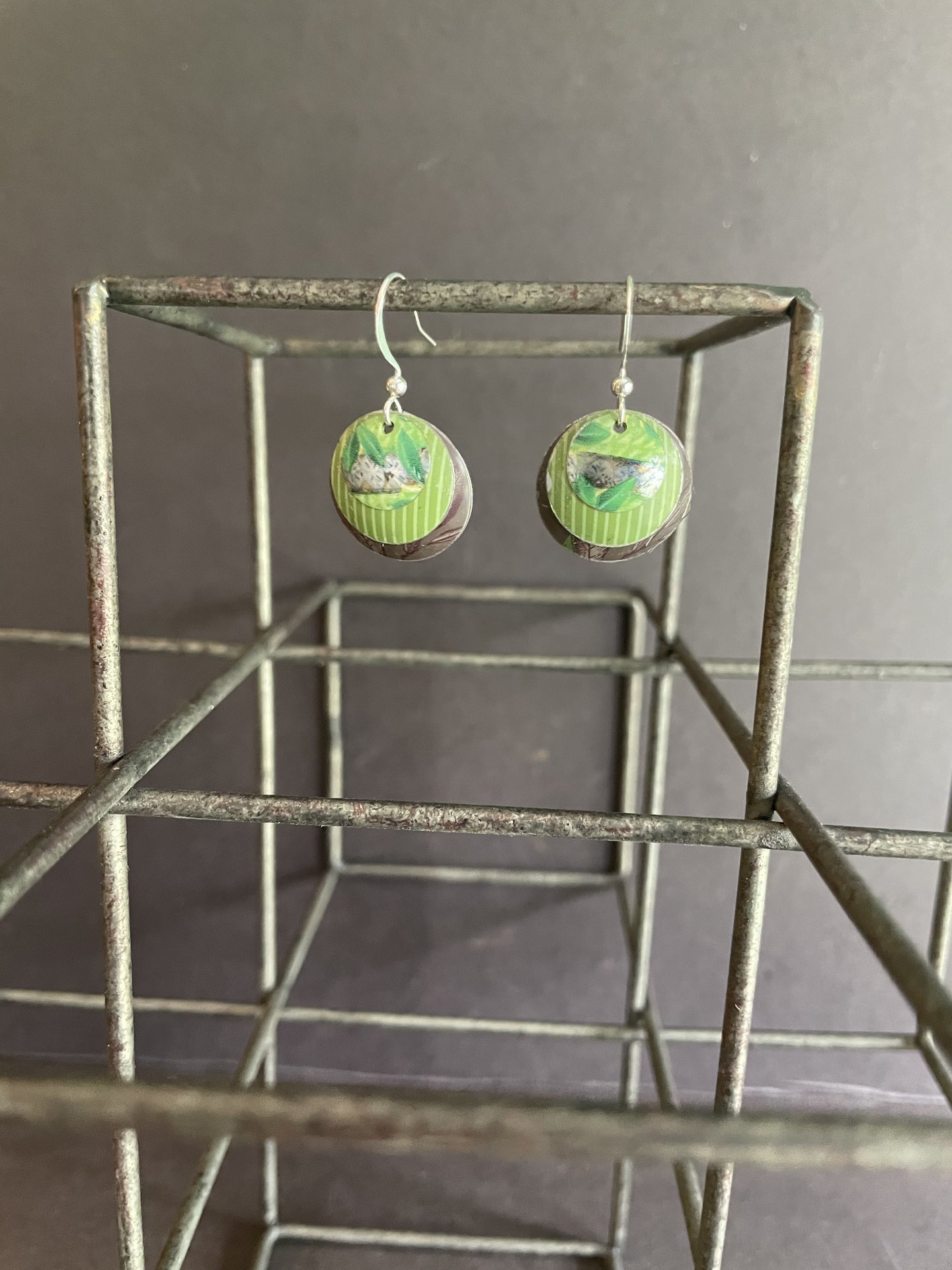Nested Easter Egg Lemon Tin Earrings