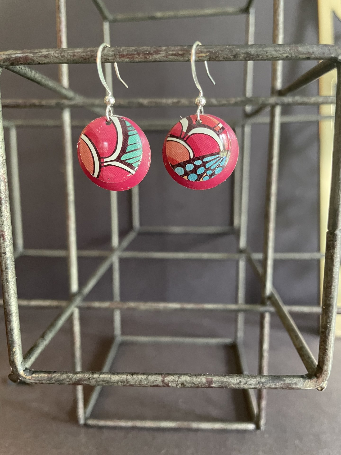 Nested Abstract Fruit Tin Earrings