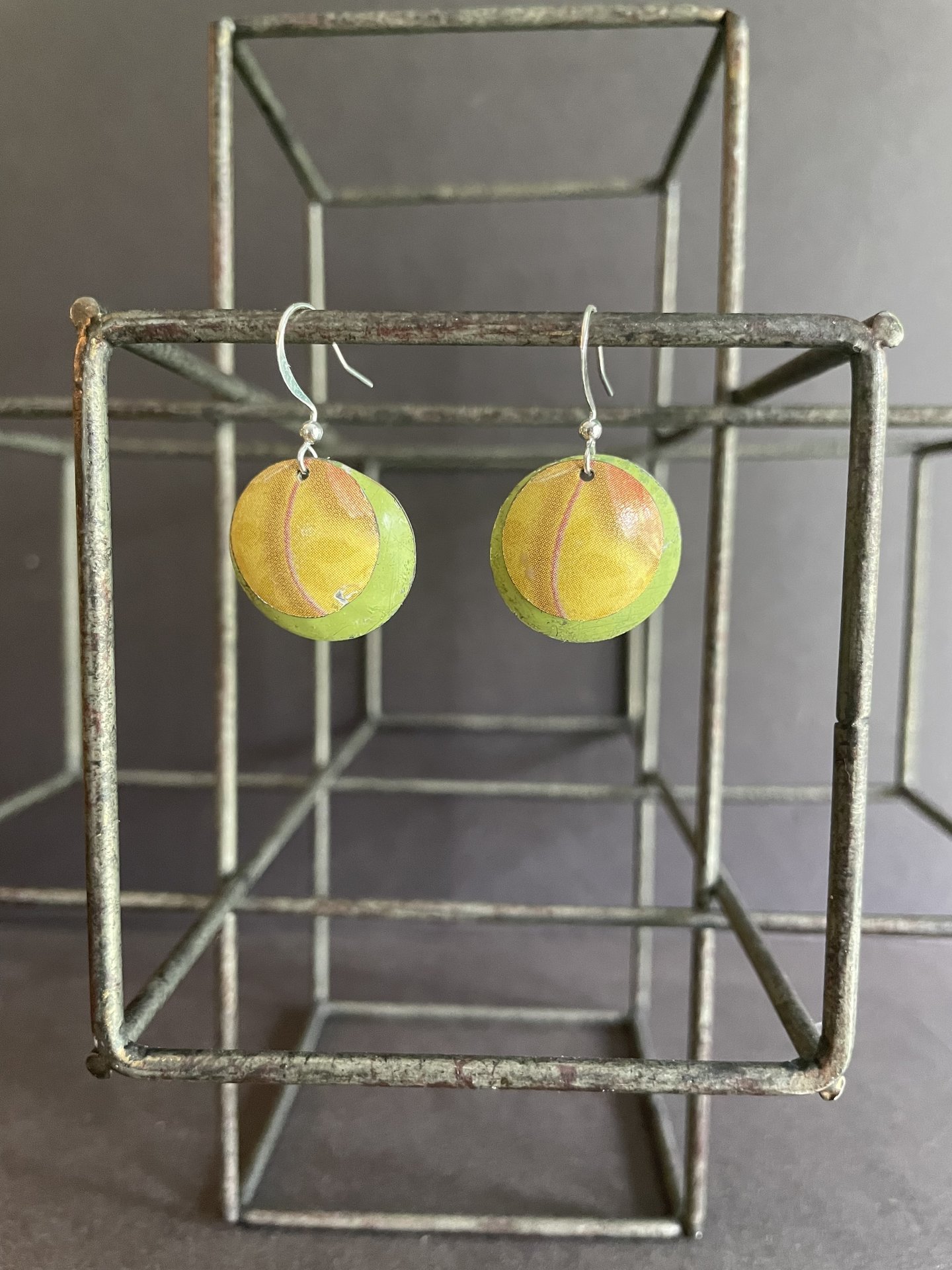 Nested Yellow Green Tin Earrings