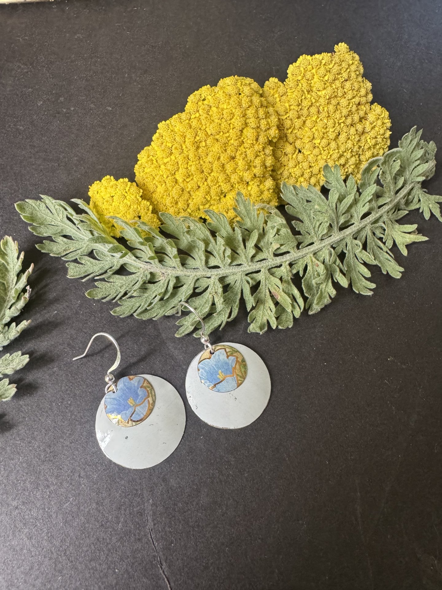 Nested White Bluebell Tin Earrings