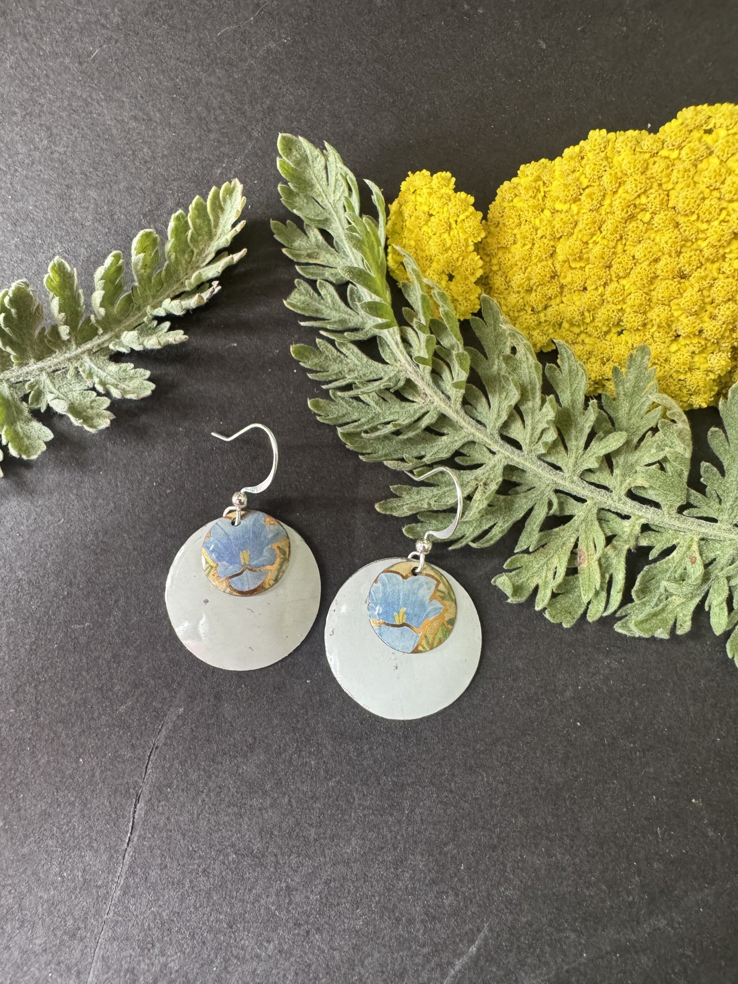 Nested White Bluebell Tin Earrings