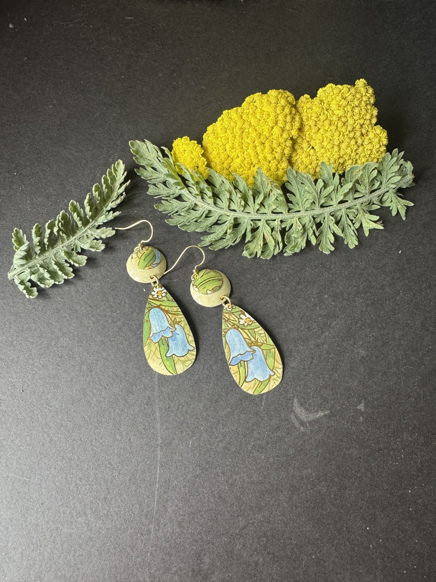 Drooping Bluebell Tin Earrings