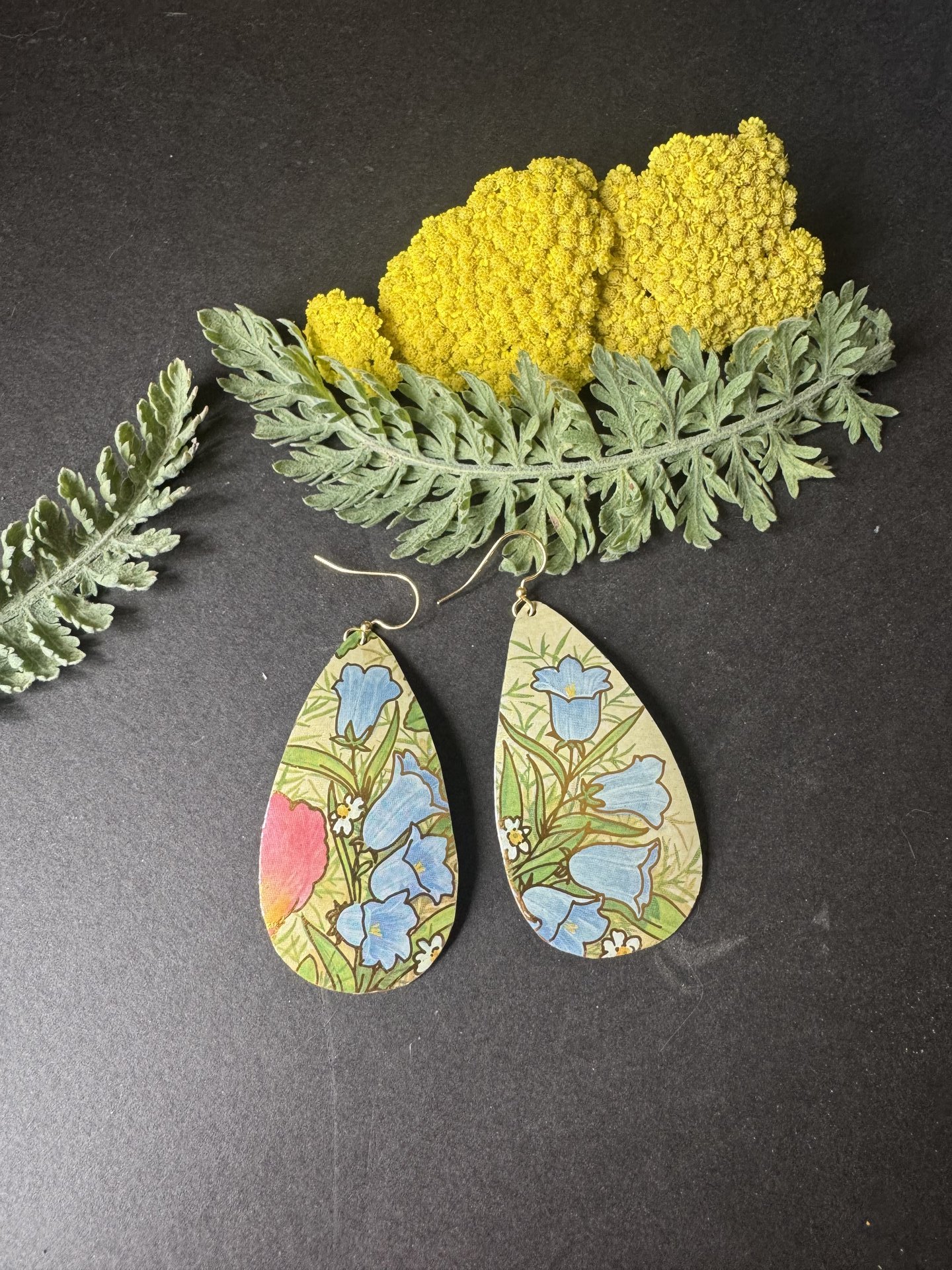 Large Teardrop Bluebell Tin Earrings