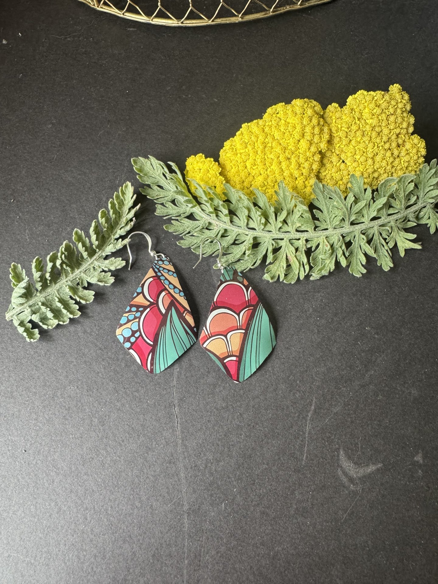 Abstract Fruit Diamond Tin Earrings