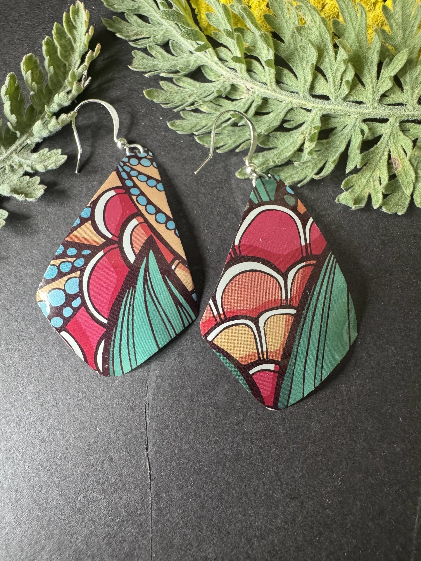 Abstract Fruit Diamond Tin Earrings