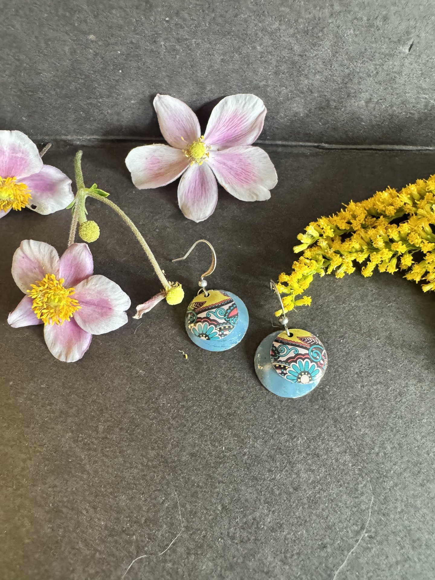 Nested Blue Paisley Candle Tin Earrings