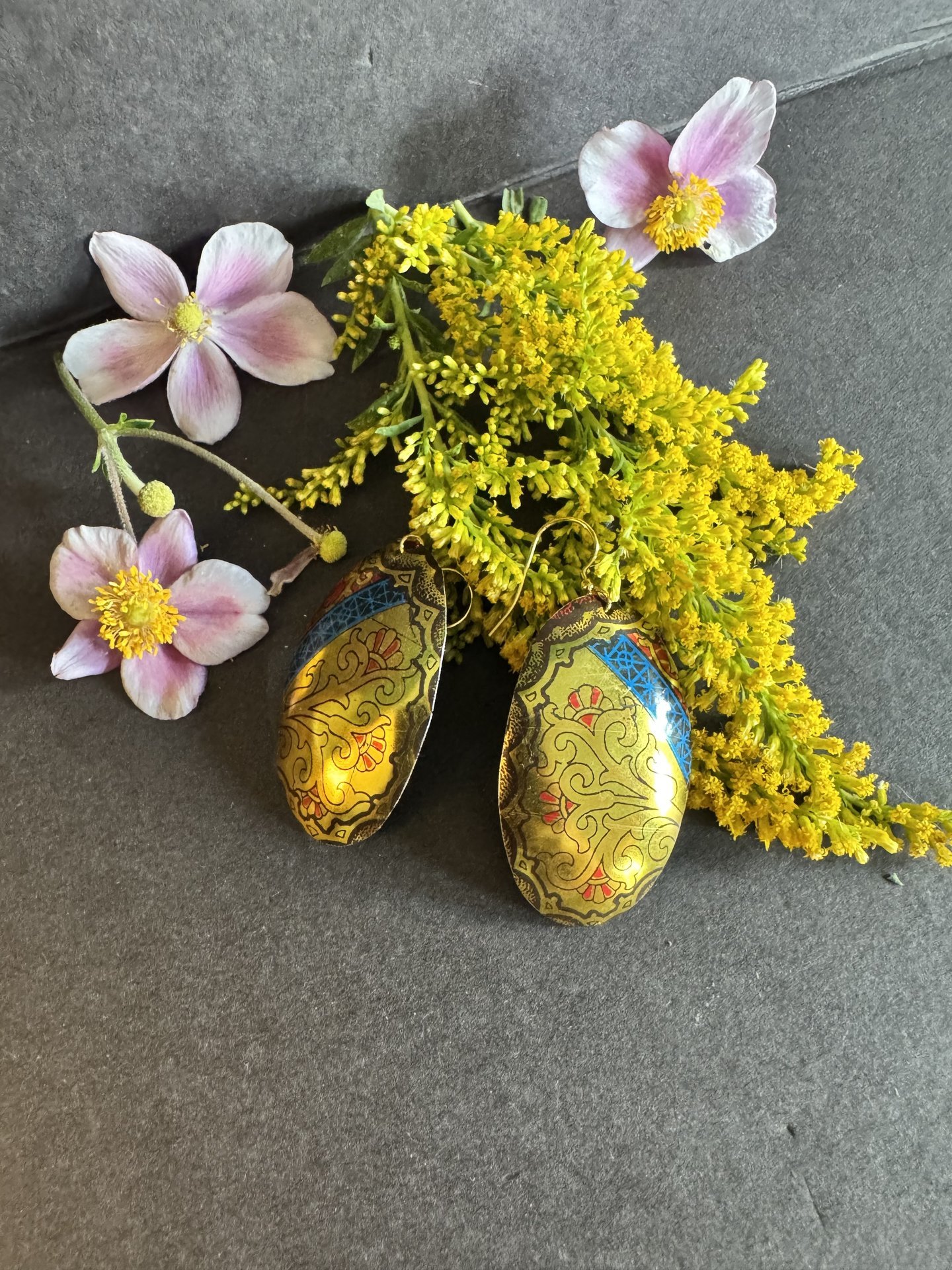 Large Oval Shiny Tin Earrings