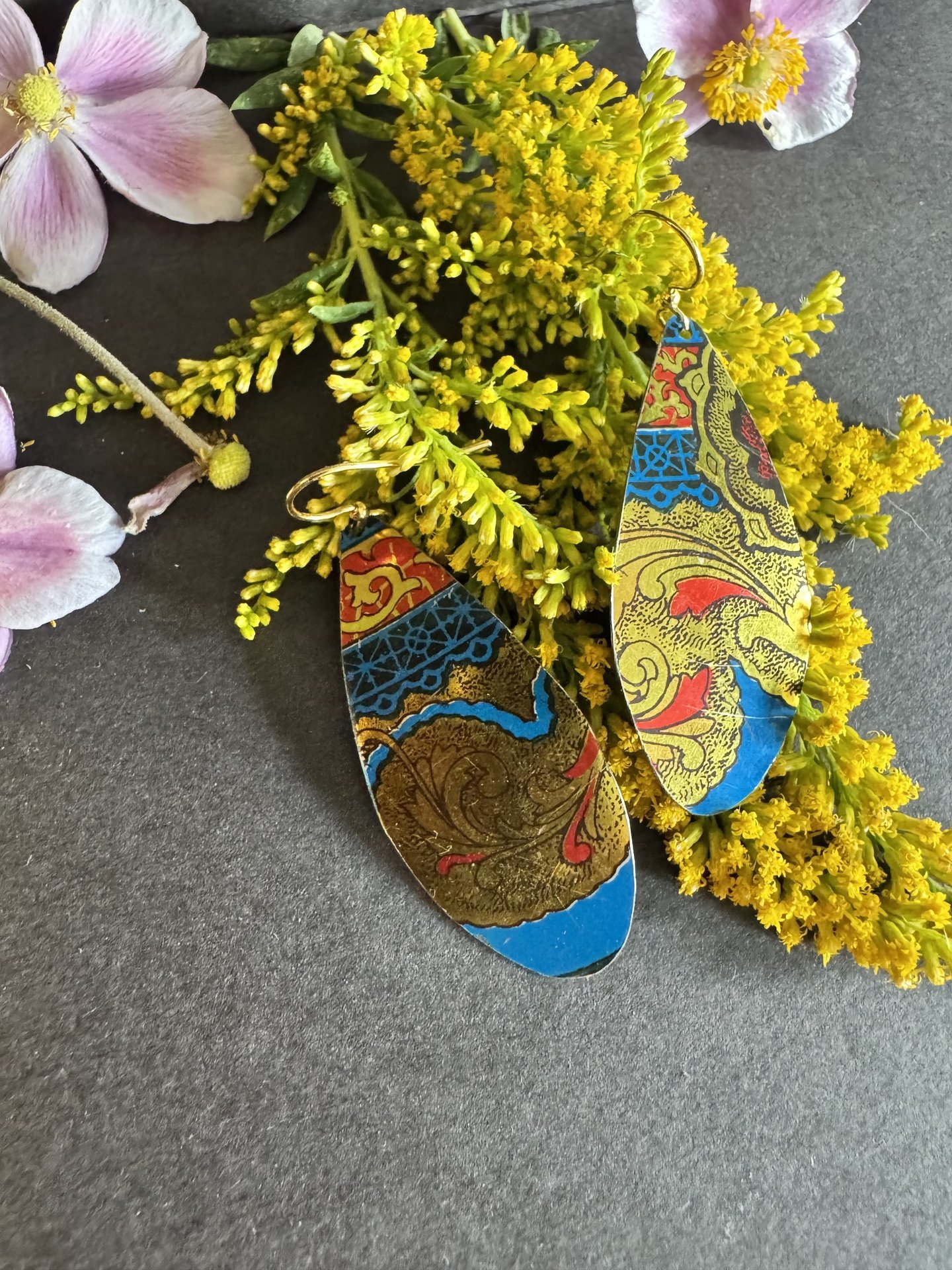 Long Tear Shiny Tin Earrings