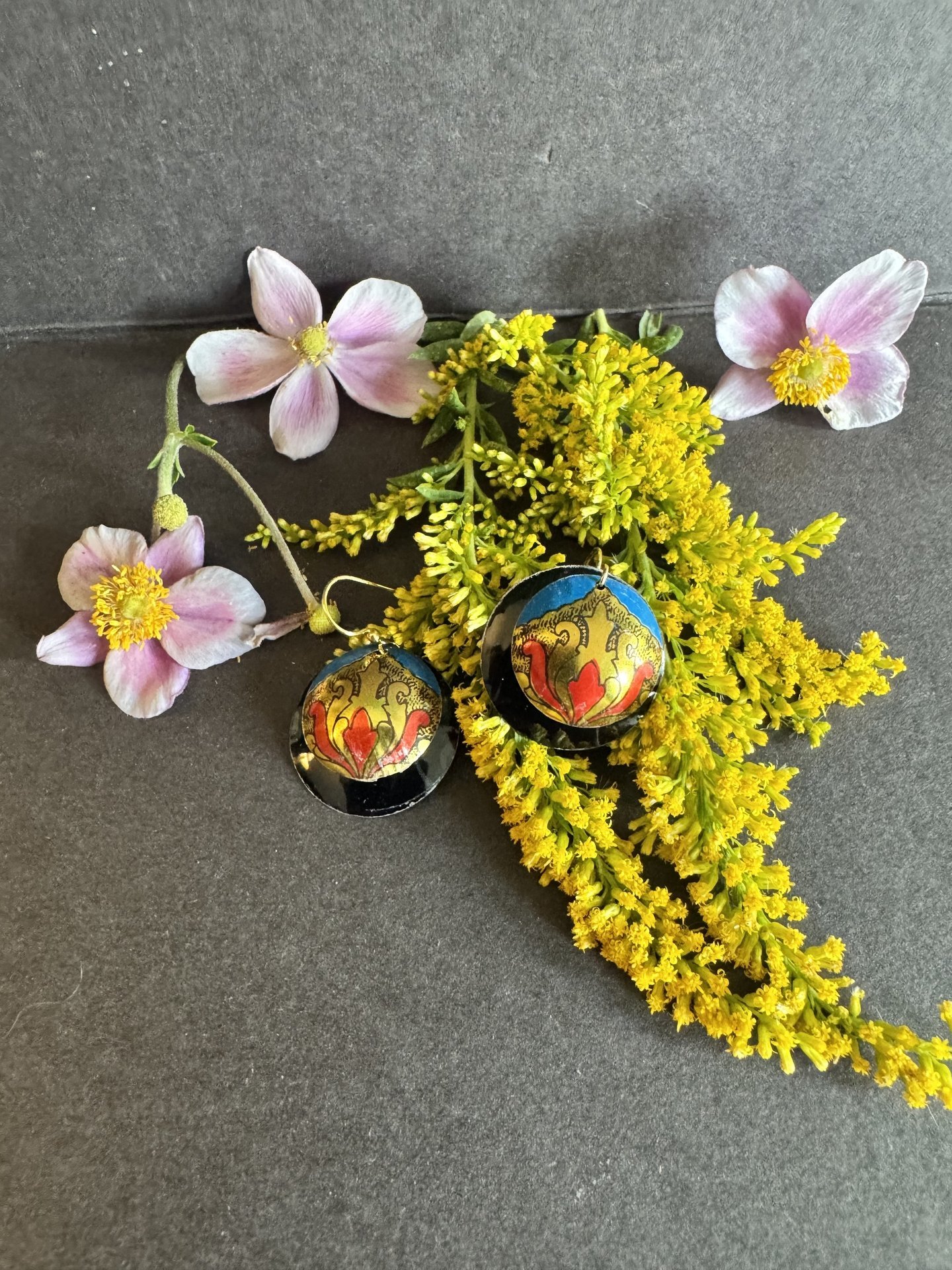Tiara Black Nested Shiny Tin Earrings